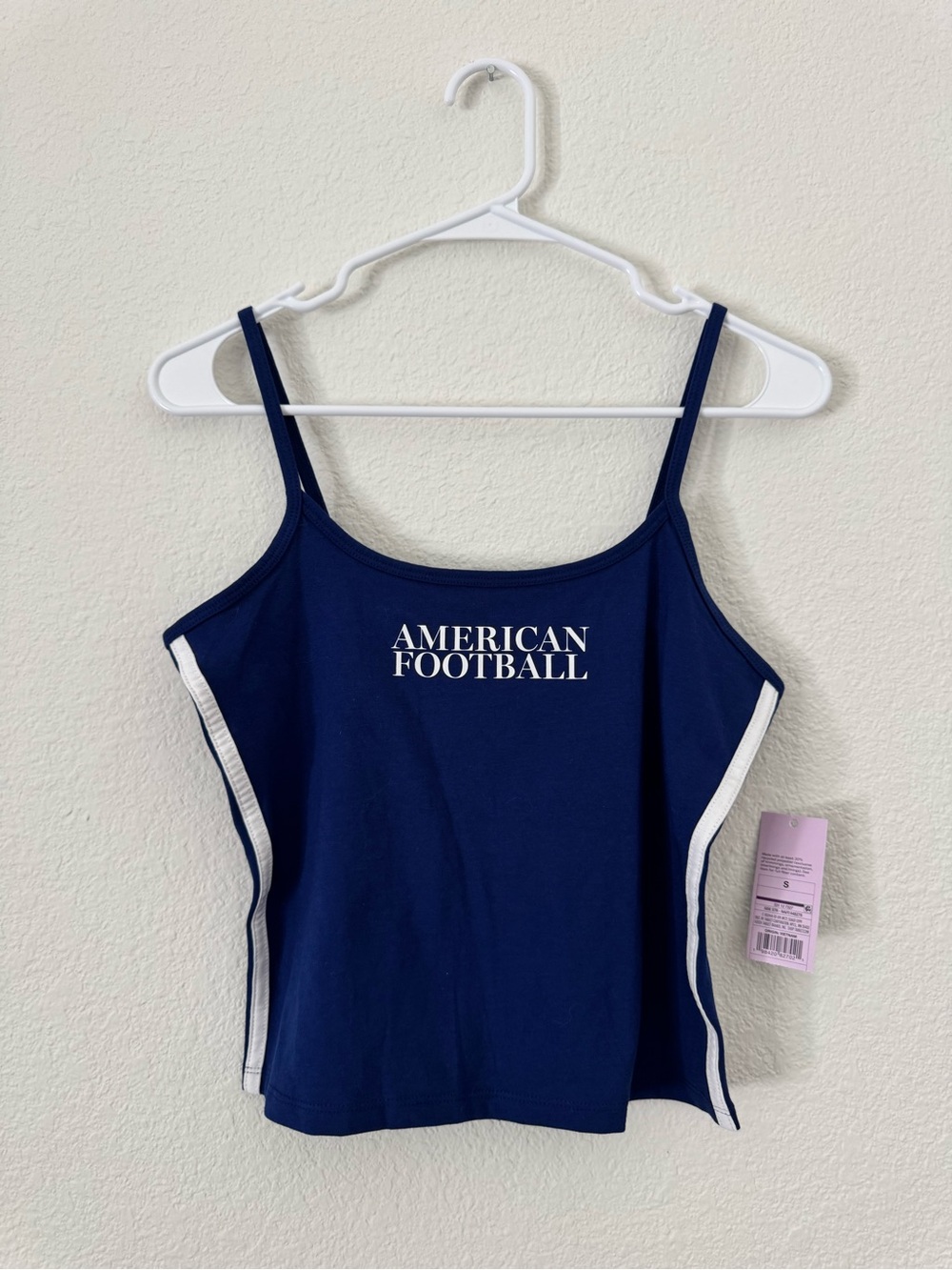 Wild Fable Navy Blue Long Crop Tank with White Trim